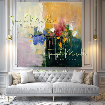 Elegant Floral Oil Painting for Living Room or Office #319