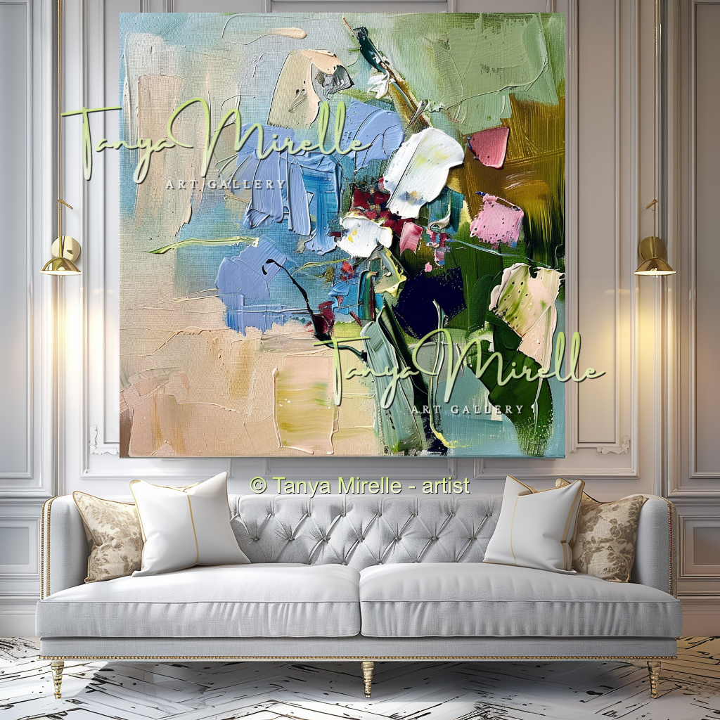 Modern Abstract Floral Oil Painting for Bedroom, Hotel #322