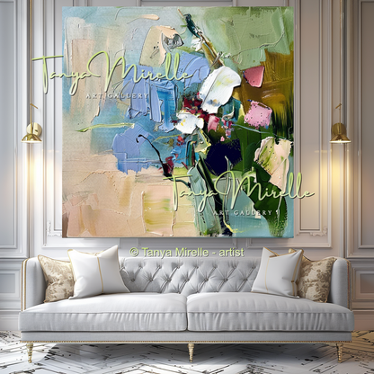 Modern Abstract Floral Oil Painting for Bedroom, Hotel #322