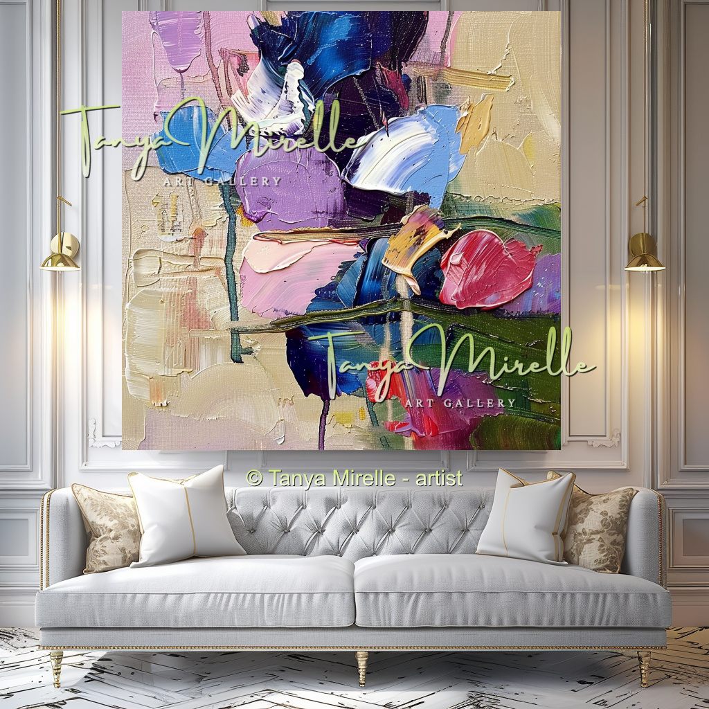 Statement Flower Oil Painting for Bedroom or Hotel #324