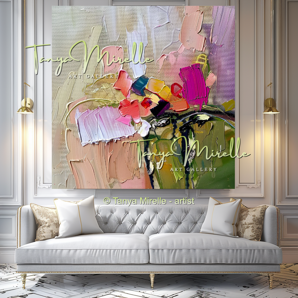 Large Floral Oil Painting on Canvas for Living Room #309