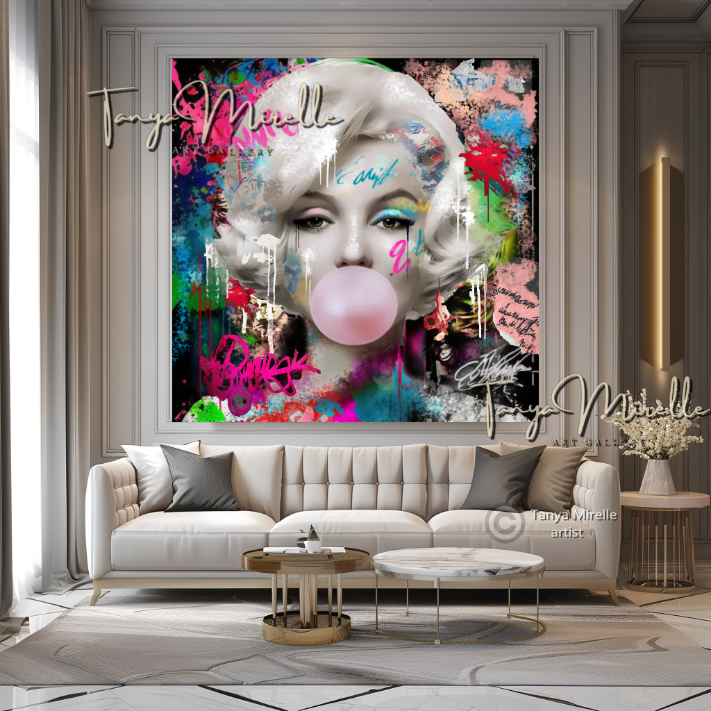 Marilyn Monroe Bubble Gum Art, Pop Art Print on Canvas canvas print canvas wall art celebriti art giclée prints graffiti art print graffiti canvas graffiti canvas art iconic art portrait large canvas print large wall art Large Wall Art Decor merilyn monroe art print Merilyn Monroe painting modern abstract art modern art print pop art print print on canvas ready to hang canvas street art on canvas stretched canvas art wall art prints