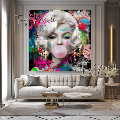 Marilyn Monroe Bubble Gum Art, Pop Art Print on Canvas canvas print canvas wall art celebriti art giclée prints graffiti art print graffiti canvas graffiti canvas art iconic art portrait large canvas print large wall art Large Wall Art Decor merilyn monroe art print Merilyn Monroe painting modern abstract art modern art print pop art print print on canvas ready to hang canvas street art on canvas stretched canvas art wall art prints