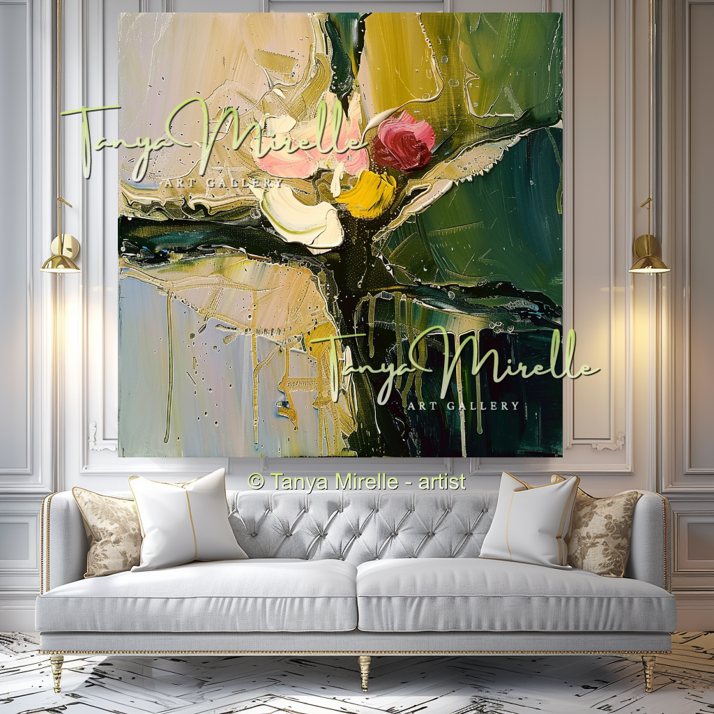 Large Modern Impasto Flower Wall Art #337