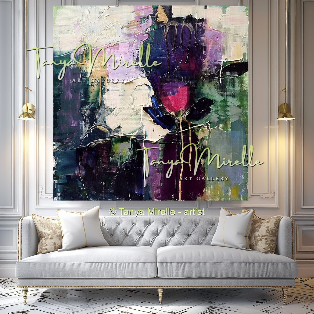 Purple Abstract Oil Painting, Modern Impasto Wall Art #344