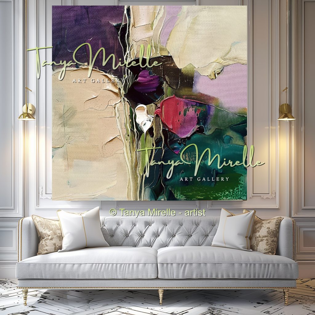 Purple Abstract Oil Painting, Modern Impasto Wall Art #344
