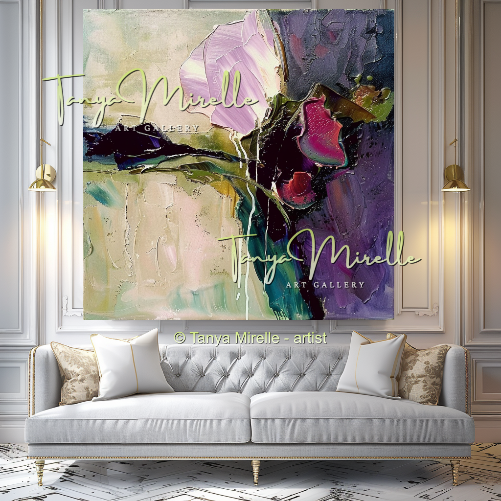 Purple Abstract Oil Painting, Modern Impasto Wall Art #344