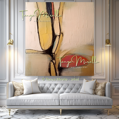 Beige Minimalist Modern Abstract Impasto Painting #146