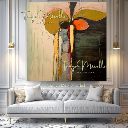 Beige Orange Modern Abstract Impasto Painting #145