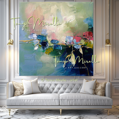 Modern Impasto Floral Wall Decor for Bedroom or Hotel #320