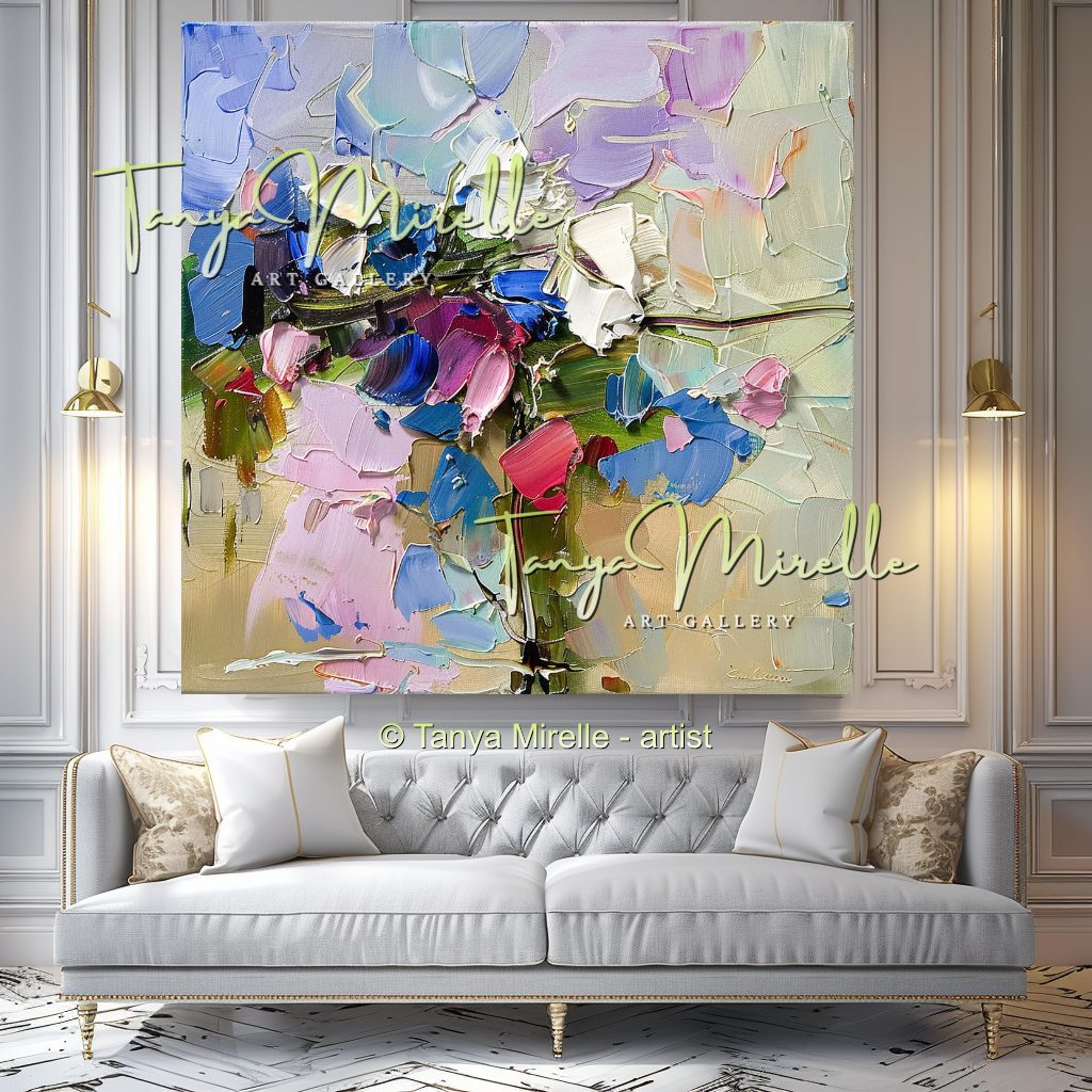 Modern Impasto Floral Wall Decor for Bedroom or Hotel #320