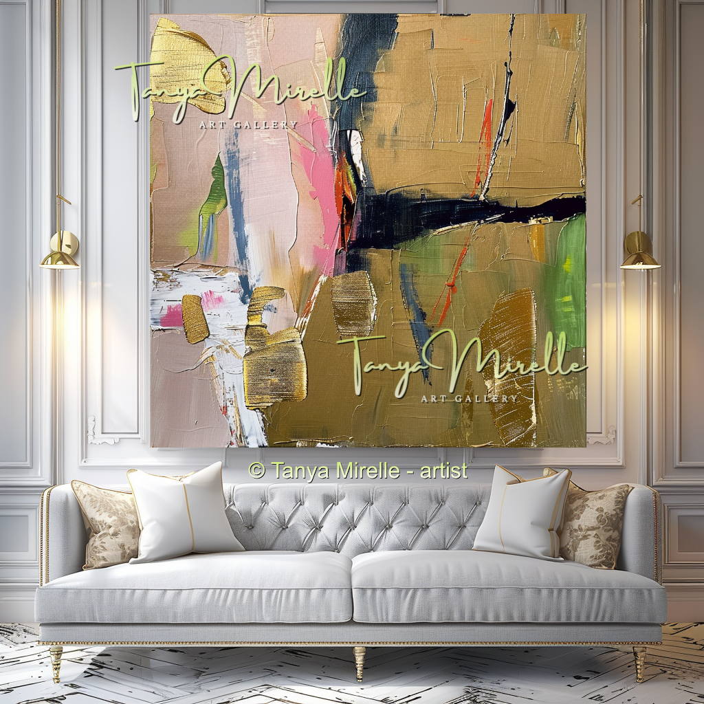 Colorful Beige Abstract Modern Wall Art #156