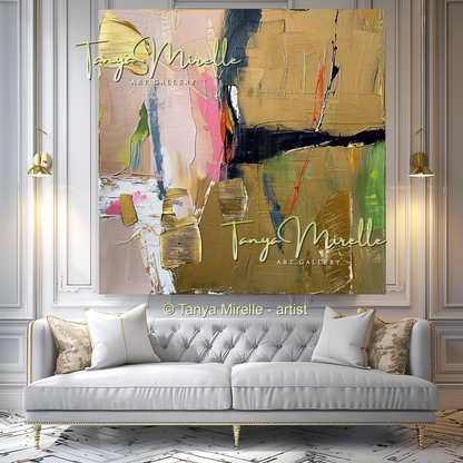 Colorful Beige Abstract Modern Wall Art #156