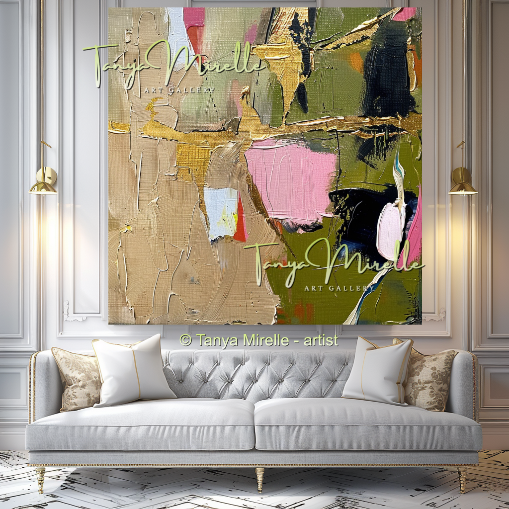 Colorful Beige Abstract Modern Wall Art #156
