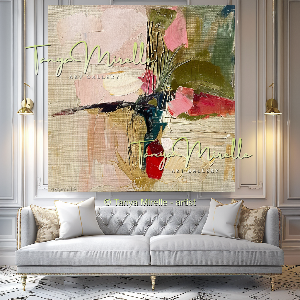Romantic Floral Impasto Oil Painting on Canvas #326