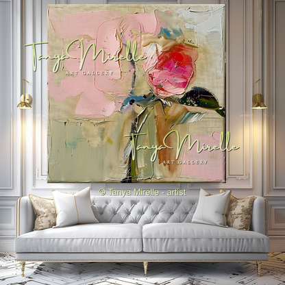 Vibrant Flower Bouquet Oil Painting for Bedroom or Hotel #329