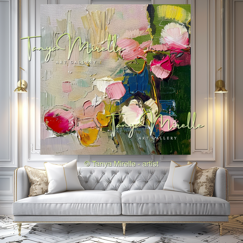 Colorful Textured Impasto Flower Art #332