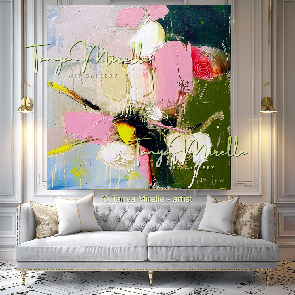 Colorful Textured Impasto Flower Art #332
