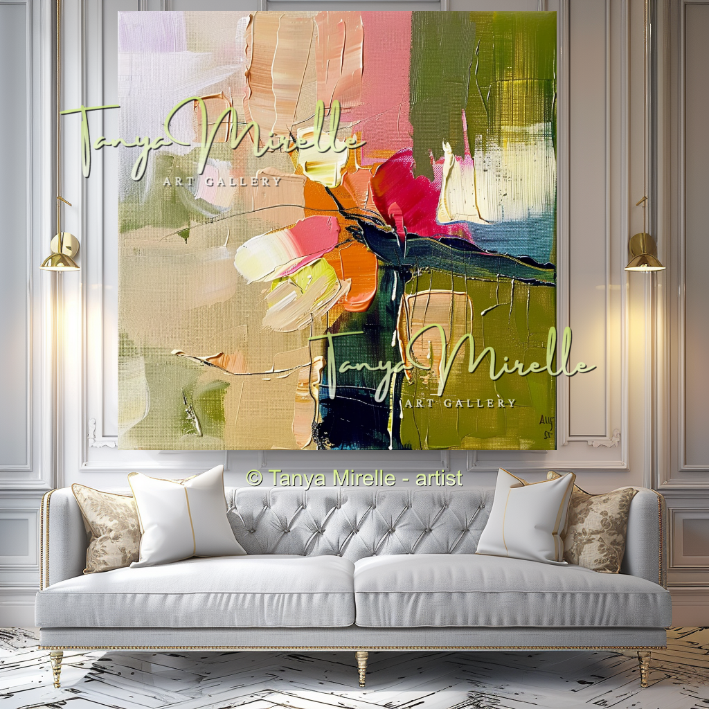 Large Textured Abstract Canvas Art for Living Room #335
