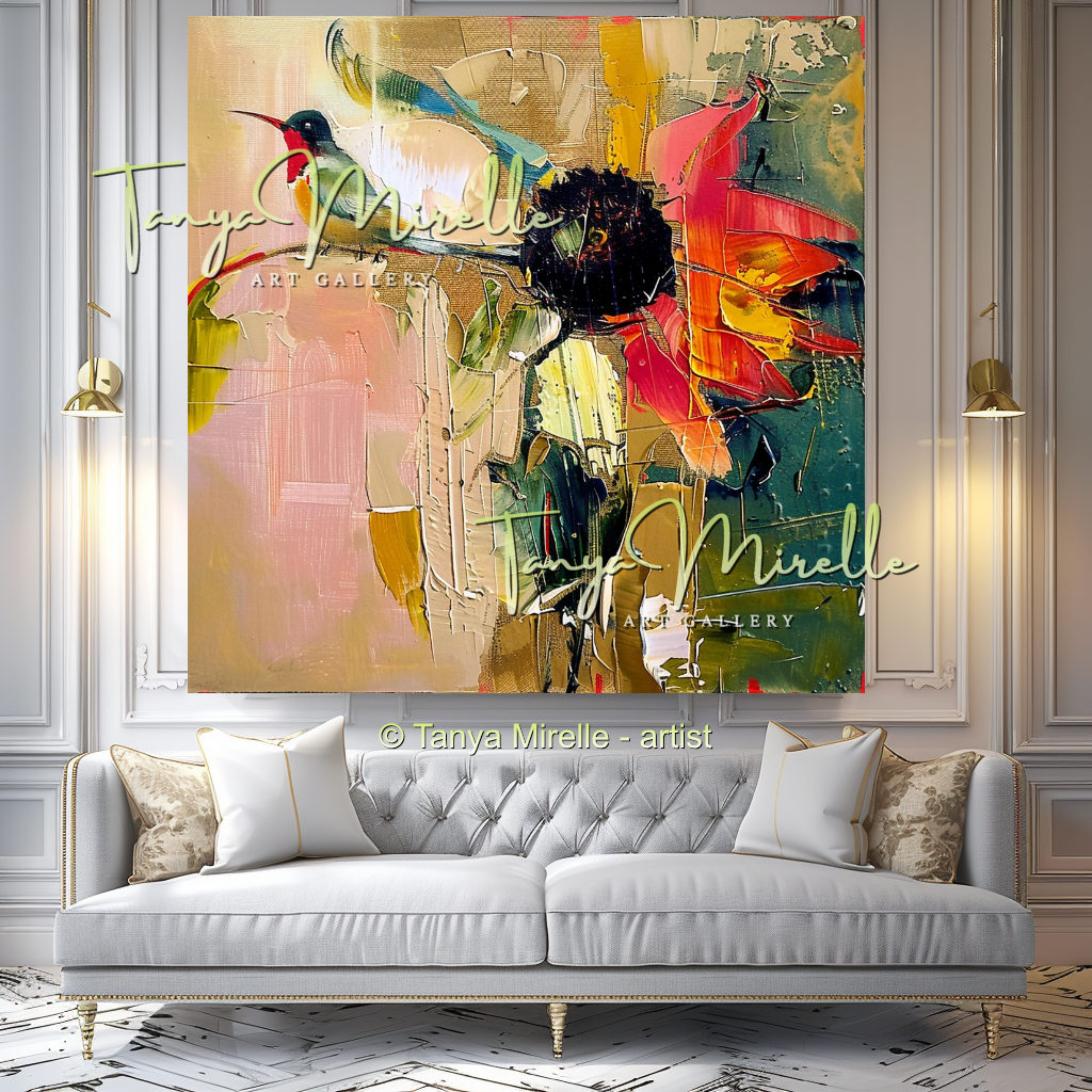 Sunflower Impasto Oil Painting for Living Room or Office #334