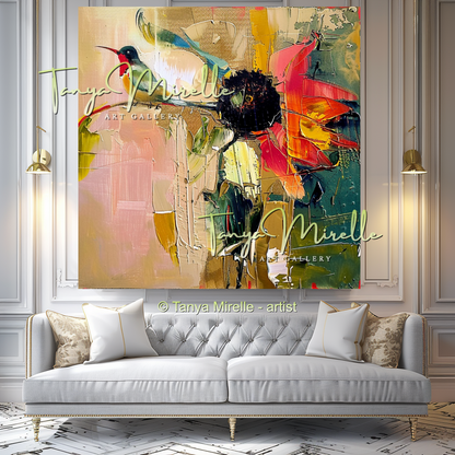Sunflower Impasto Oil Painting for Living Room or Office #334