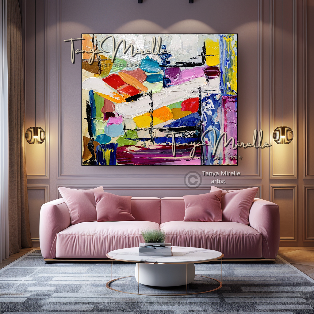 Abstract Painting - Purple Impasto Oil Painting on Canvas, No Frame abstract art abstract expressionism artistic gift colorful painting contemporary painting creative painting dreamy art fine art gallery art handmade painting high-relief art home decor home office decor impasto oil painting kaleidoscope art large wall art living room art modern wall art multicolor abstract original artwork textured canvas thick paint strokes unique decor vibrant colors