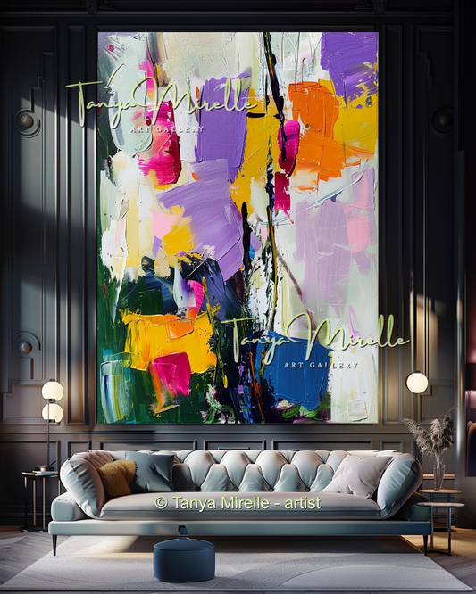 Luxury Floral Abstract Oil Painting - Modern Wall Art #190