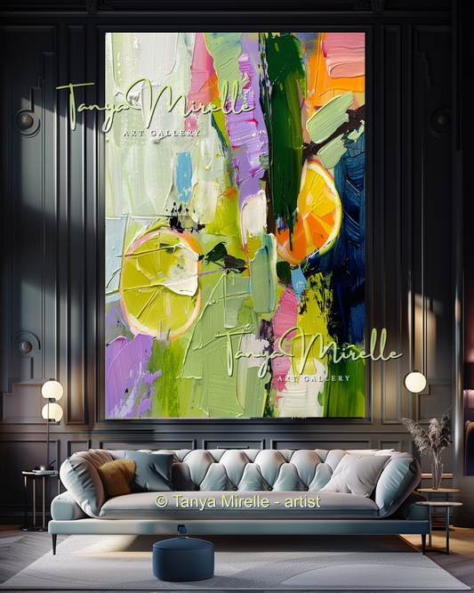Colorful Abstract Fruit Painting, Kitchen Wall Decor #277