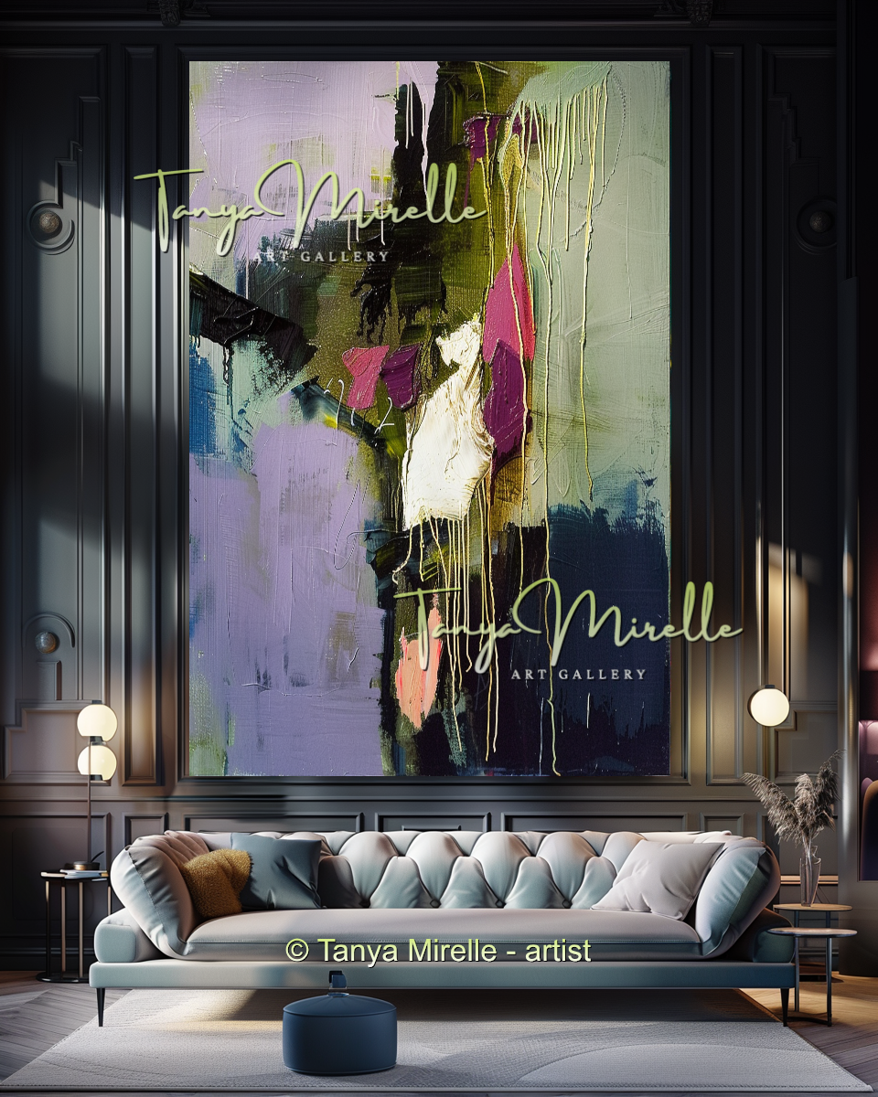 Wisteria Abstract Painting - Modern Floral Wall Art #171