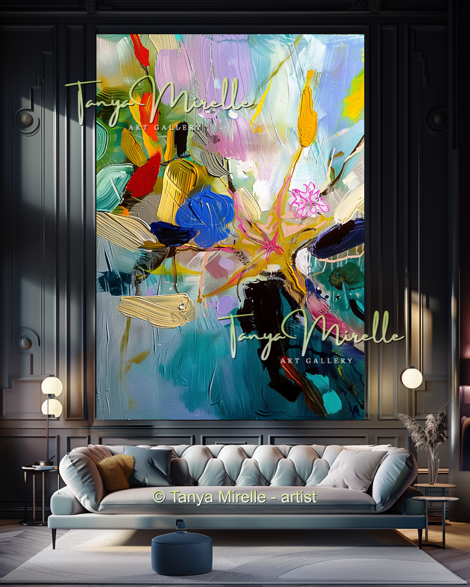 Starfish Underwater Impasto Abstract Art - Modern Wall Art #192