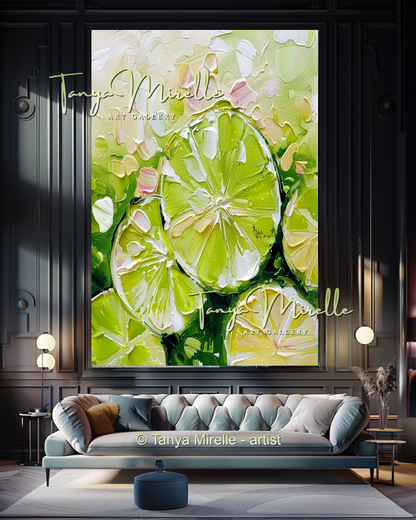 Citron Abstract Oil Painting Canvas, Kitchen Wall Decor #276