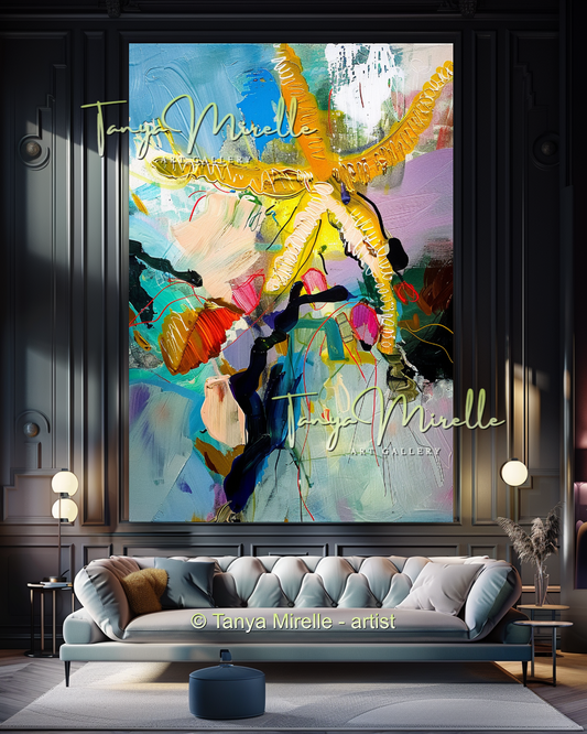 Starfish Underwater Impasto Abstract Art - Modern Wall Art #192