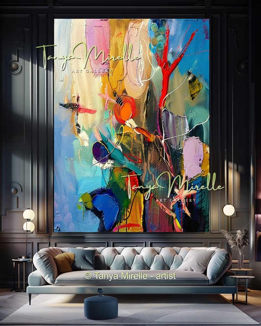 Caribbean Underwater Abstract Painting - Modern Wall Art #193