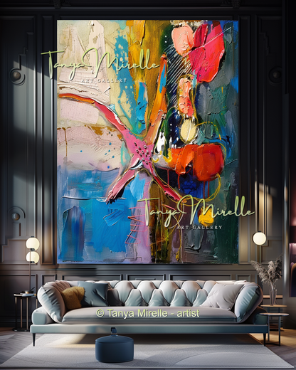 Caribbean Underwater Abstract Painting - Modern Wall Art #193
