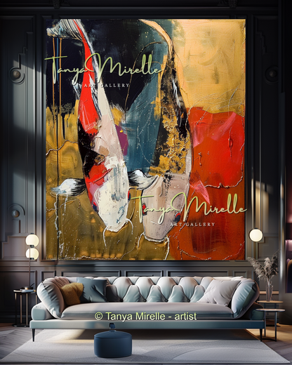 Vivid Koi Fish Abstract Painting - Modern Wall Art #184