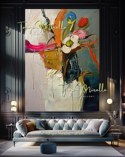Luxury Floral Abstract Oil Painting - Modern Wall Art #197