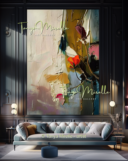 Luxury Floral Abstract Oil Painting - Modern Wall Art #197