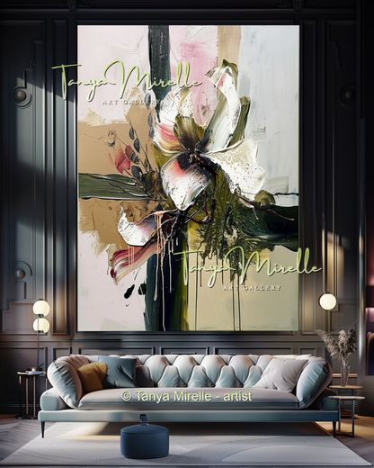 Large Abstract Floral Oil Painting - Modern Wall Art #187