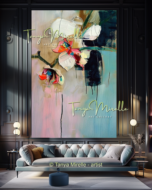 Abstract Orchid Painting - Modern Floral Wall Art #175