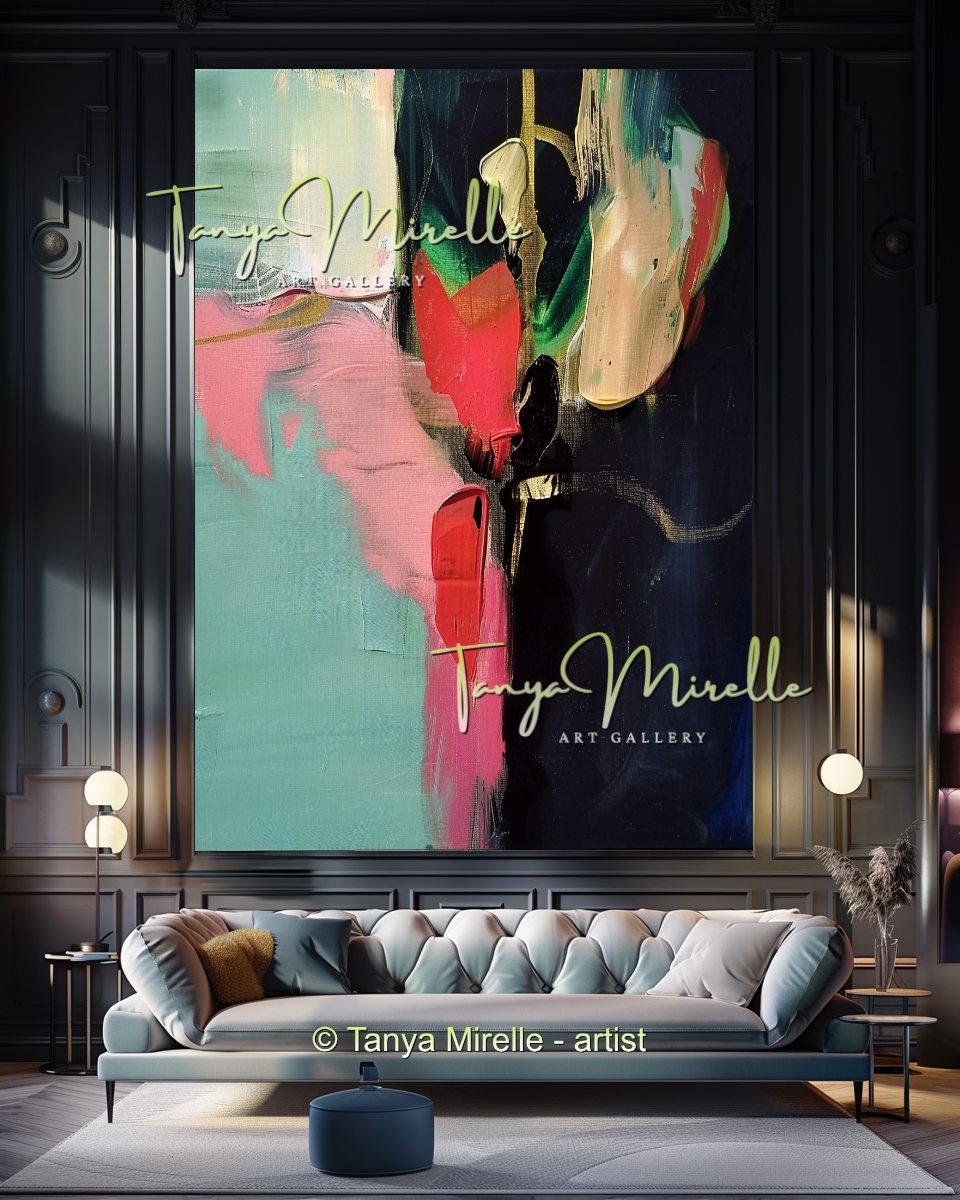 Green Red Abstract Painting - Large Modern Wall Art #178