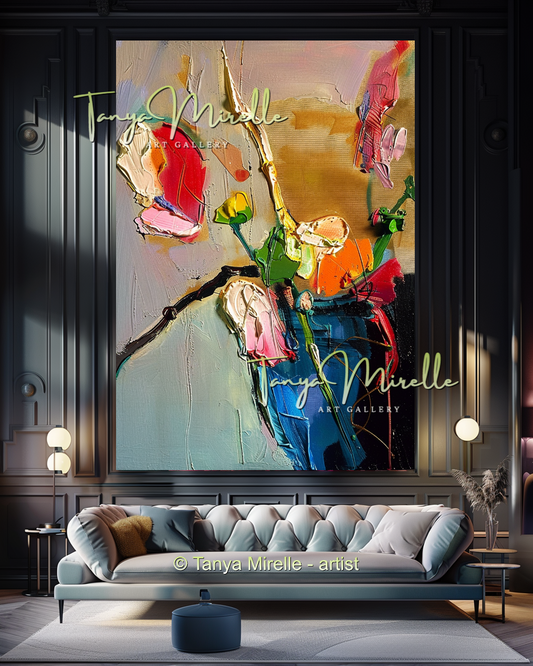 Bold Flower Impasto Painting – Abstract Oil Artwork #200