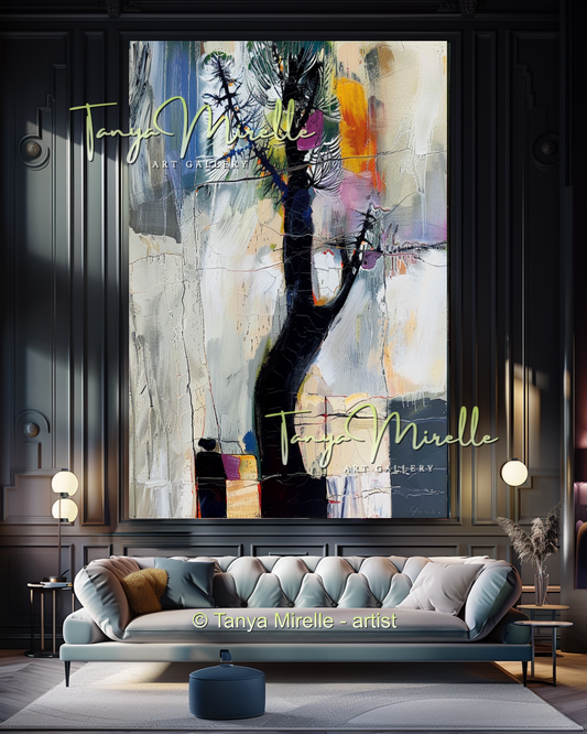 Abstract Tree Impasto Oil Painting on Canvas #284