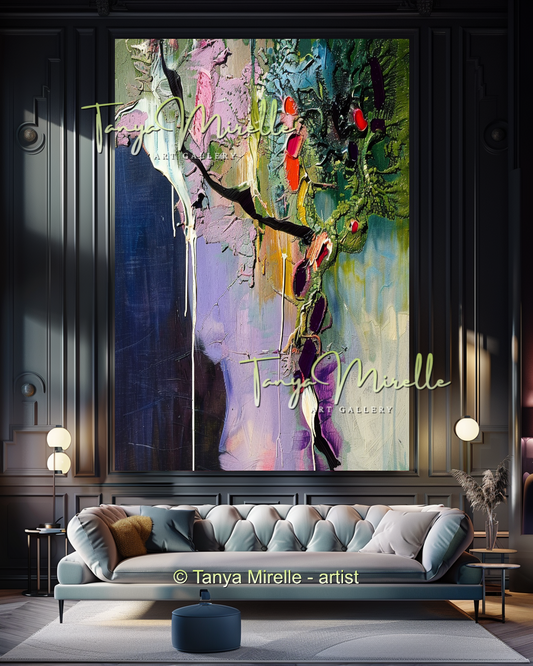 Wisteria Abstract Painting - Modern Floral Wall Art #172