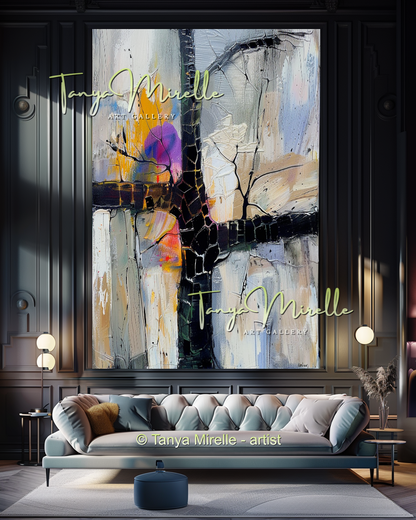 Vivid Abstract Tree Impasto Oil Painting on Canvas #285