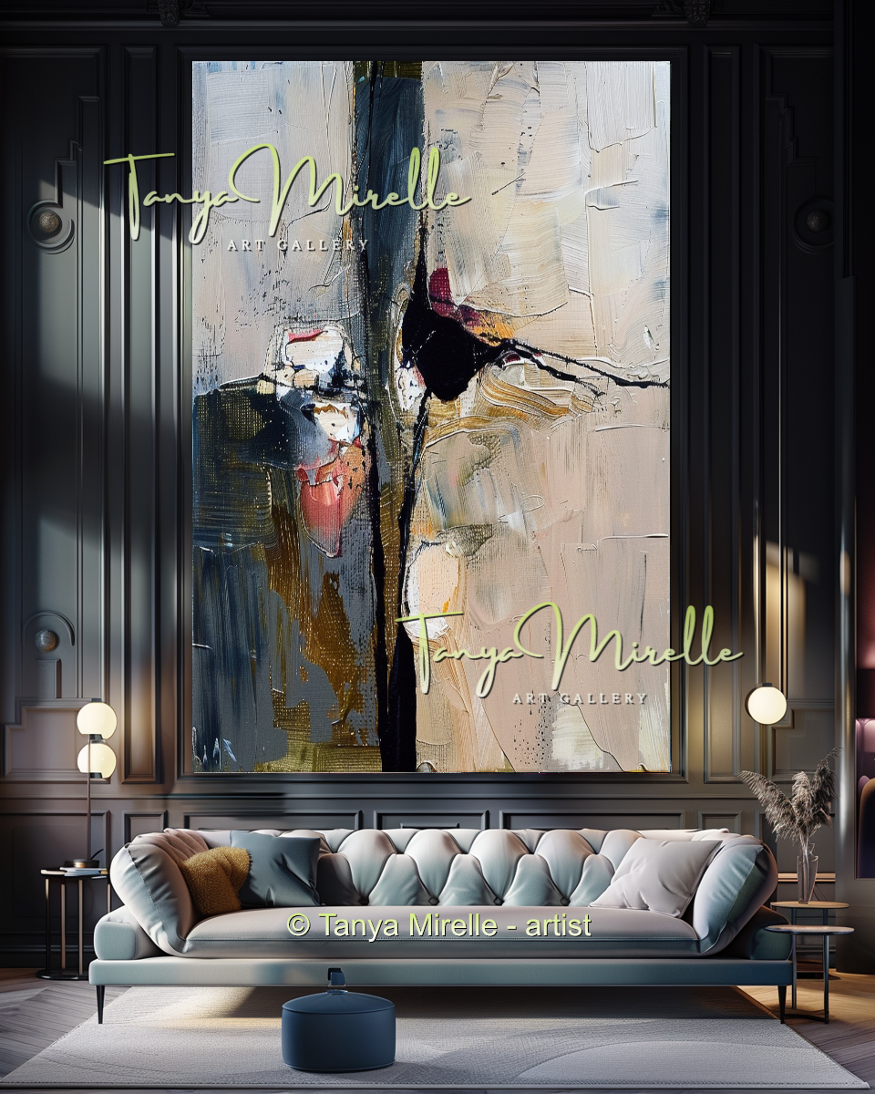 Abstract Canvas Art with Gray and Black Accents #286