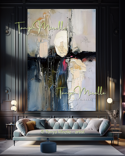 Abstract Canvas Art with Gray and Black Accents #287