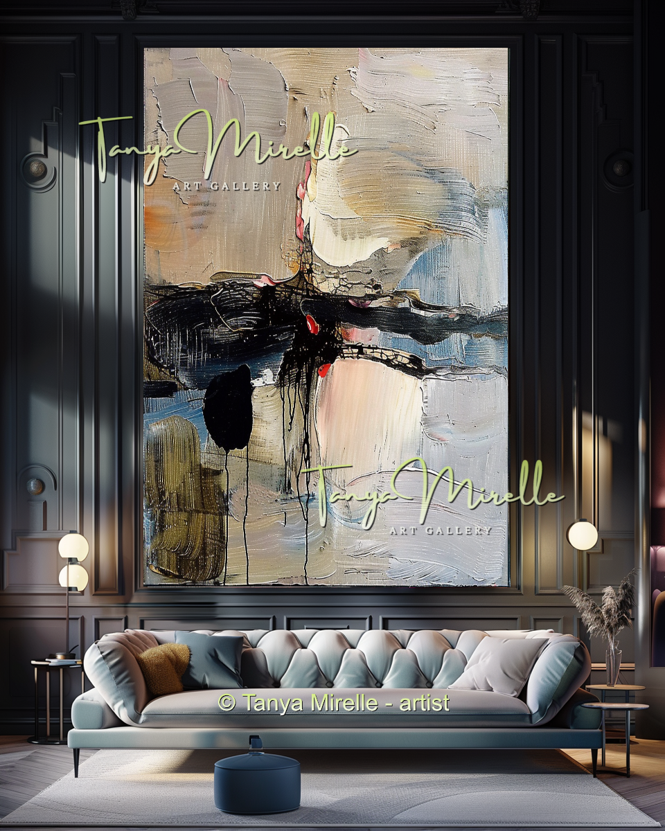 Abstract Canvas Art with Gray and Black Accents #287