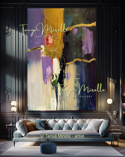 Wisteria Abstract Painting - Modern Floral Wall Art #172