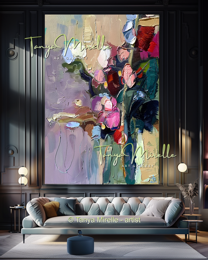 Expressive Abstract Floral Canvas Oil Painting #302