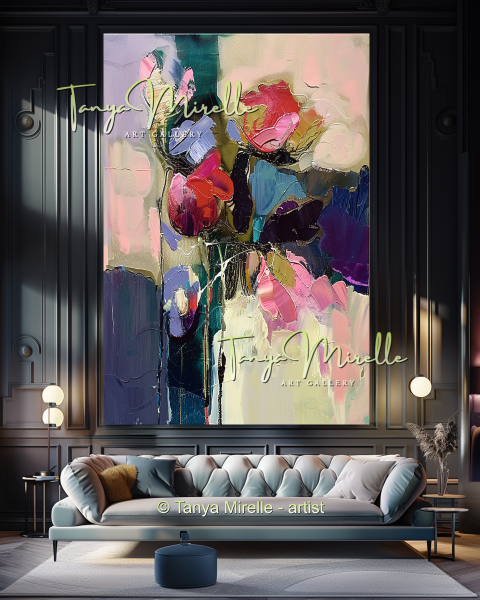 Expressive Abstract Floral Canvas Oil Painting #302